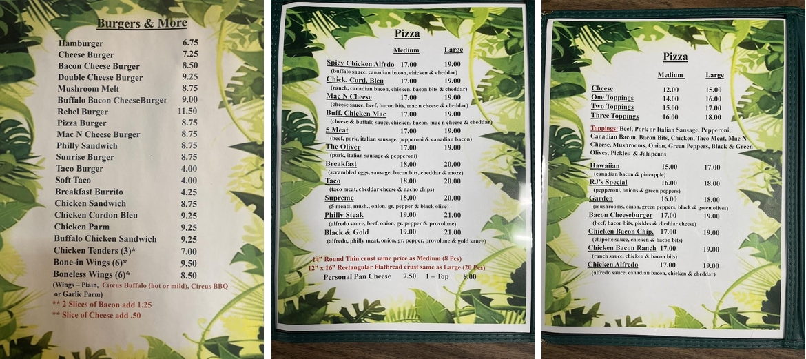Jungle Lanes & Lounge Menu